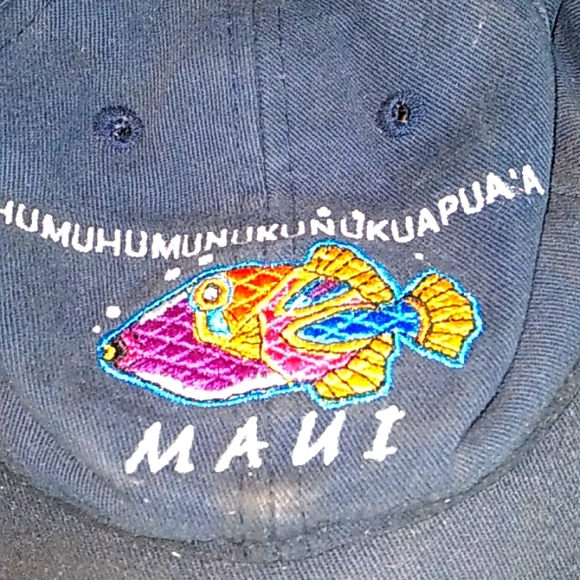 🌋  Vtg Hawaii Humuhumunukunukuapua'a Snapback Blackish/Bluish Cap Hat EVC - Picture 2 of 16